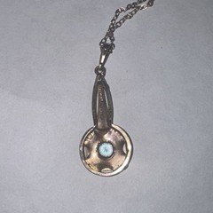 AMCO Aquamarine Filigree Pendant 14 1-20 Karat Gold Necklace Vintage Jewelry
