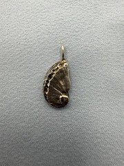 Vintage Sterling Silver Diamond Cut Oyster Abalone Shell Pendant Charm 2.2g