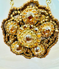 VTG! “Liz Clayborne’s Amber Crystals & Beads Victorian Style Necklace + Earrings