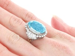 Contemporary 11.76Ct Aquamarine and 1.45Ct Diamond Platinum Cocktail Ring