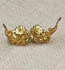 Vintage Ciner Floral Rhinestone Clip Earrings Blue Green Red Gold Tone READ