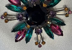 Vintage Maltese Cross Multicolor Round and Marquise Cut Rhinestones