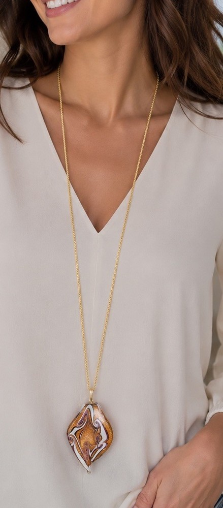 Vintage Marino Inspired Necklace Gold White Purple Adjustable Length