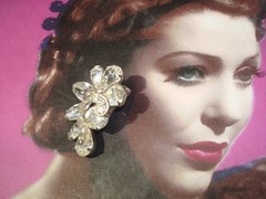 Vtg. EISENBERG BRACELET&TWO PAIRS EARRINGS CLEAR RHINESTONES ALL SIGNED,LOT/SET