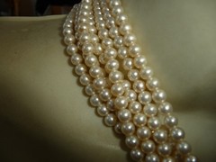 VTG 7 STRANDS FAUX PEARLS COLLAR BIB NECKLACE #31/19