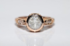 New Made 18k Gold Natural Diamond Decorated Solitaire Amazing Ring