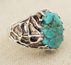 Vintage Hundred Sterling Silver Turquoise Ring Size 11.25