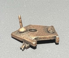 JJ Jonette Pewter Bird House Pin Brooch Antiqued Bronze Color 7/8 inch