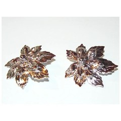 SILVERY MAPLE Leaf Vintage 1958 Clip On Earrings