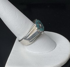 Vintage Men’s Sterling Silver Turquoise Inlay Ring Sz 10 Silver Fox Mark Unisex