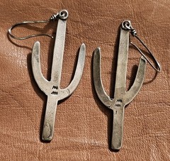 Vintage 2″ Handcrafted Sterling 925 Saguaro Cactus Pierced Earrings