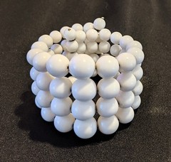 Vintage Mid-Century White Beaded Memory Wire Stretch Cuff Bracelet