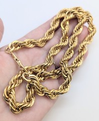 Vtg Signed NAPIER 9mm Thick 24″ Rope Chain Necklace 140gr Gold Tone