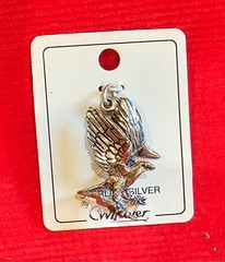 WHEELER VINTAGE 1980 STERLING SILVER 3D MT. RANIER EAGLE CHARM ON CARD