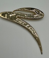 Vintage M. Jent Modernist Abstract Gold Tone Brooch Pin Large 3” Signed