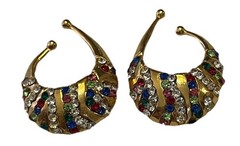 Vtg Idemaria IIQuartorecchino Signed Swarovski Crystal Glamour Ear Cuff Earrings