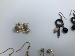 Lot of 14 Pairs Gold Silver Tone Pierced Earrings Vintage faux pearl