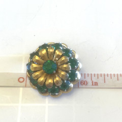 Vintage Barclay Green Rhinestone Gold Tone Art Deco Pin 1” Signed