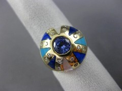 ESTATE 1.03CT DIAMOND & AAA MULTI GEM 14KT YELLOW GOLD 3D ETOILE DOME SHAPE RING
