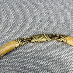 Vintage Monet Necklace Peach Swirl Enamel Gold Tone Xs 17 Inches