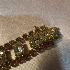 VTG Weiss Goldtone Crystal Peridot Green Topaz Tennis Bracelet-AS IS see Pics
