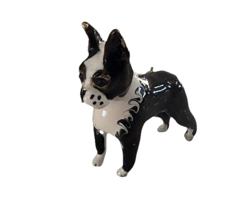 Vintage Erwin Pearl Boston Terrier Brooch Signed RARE 1.25″x1.25″ MINT