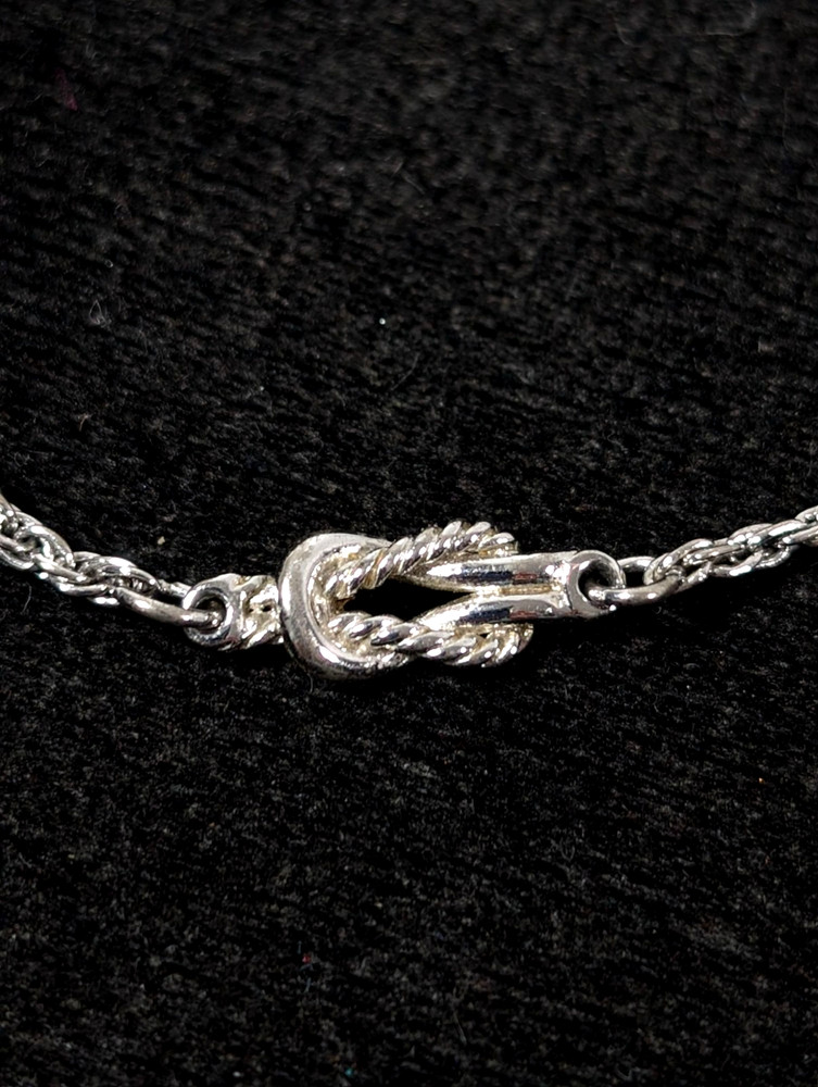 Vintage Avon Infinity Love Knot Rope Bracelet Anklet 8.5 in Silver Tone