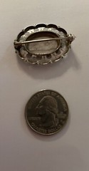 Antique Victorian Silver Engraved Detailed Long Stem Rose & Ivy Leaves Brooch