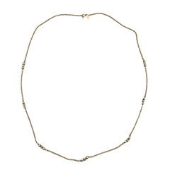 Vintage Medici Beaded Station Chain Necklace Gold Tone Spring Ring Closure 30″