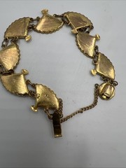 Vintage Amita Damascene Fan Link 3 Piece Set 24k Gold Plated Japan Full Parure