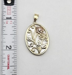 Gold Overlay Sterling Silver Mother of Pearl Gemstone Floral Pendant – 3.1g