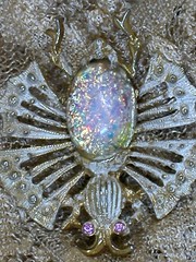 Vintage Hobe Bug Brooch Opal Stone Marked 1-1/2 “