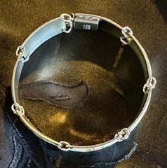 Vintage Finn Jensen Norway Gold Washed Sterling Silver Guilloche Enamel Bracelet
