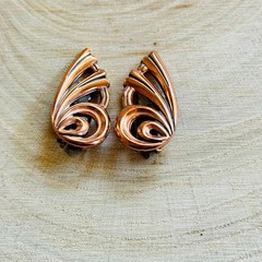 Matisse Renoir clip Earrings VTG Estate Chunky Retro red Copper Rare MCM 60s