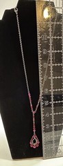 Vintage VCLM Gothic Victorian Pink Multi Color Rhinestone Drop Necklace 12″