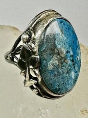 Art Nouveau ring Floral Art Deco leaves band Size 4.25 Sterling Silver women gir
