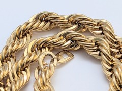 Vtg Signed NAPIER 9mm Thick 24″ Rope Chain Necklace 140gr Gold Tone