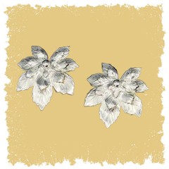 SILVERY MAPLE Leaf Vintage 1958 Clip On Earrings
