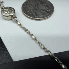 Vintage Sterling Silver Floral Engraved Station Link Chain 56″ Necklace 29.3g