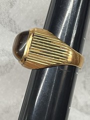 Vintage Vargas Men’s Ring 18kt Yellow Gold HGE Tiger’s Eye Sz 10.75