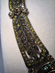 Stunning Art Deco Style LaVintage Necklace Faceted Glass Crystals Brass-tone