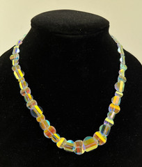 VTG LAGUNA Single STRAND AURORA BOREALIS AB Flat CRYSTAL BEAD 21″ NECKLACE DS51