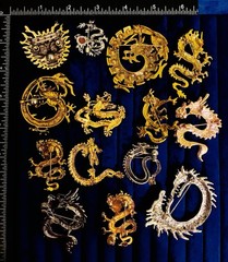 14 Pc Dragon Brooch Pins Rhinestone Enamel Asian Mythical Beast Flying