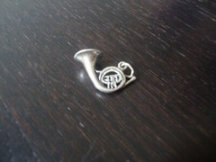 VINTAGE 3D FRENCH HORN STERLING SILVER STAMP 925 CHARM/PENDANT