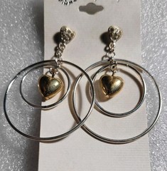 6 Pairs NEW VINTAGE DANGLE HOOPS EARRINGS PIERCED DROP BIG CLASSIC • OLD STOCK