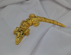 Vintage Alligator Crocodile reptile gold tone Brooch unsigned 6.5″