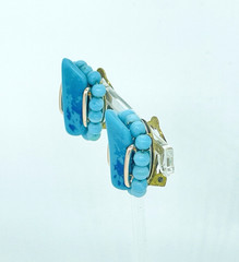 Porcelain Hand Painted Enamel Russian Rostov Finift Vintage earrings USSR Soviet