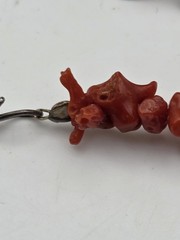 Vintage Long BRANCH CORAL NECKLACE With Spiky Spiny Sterling Screw Back Clip On