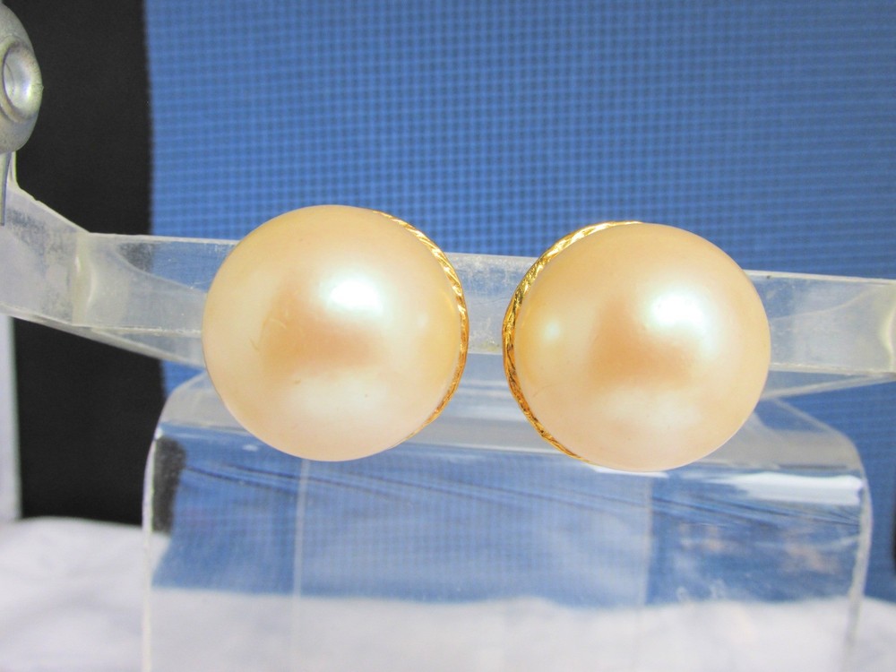 Vintage 21MM Single Faux Pearl Earrings Gold Plate Clip On