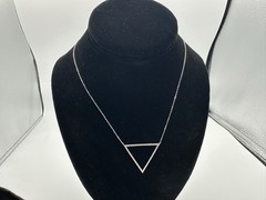 3.70g Vintage Sterling Silver 925 Pave Triangle Pendant Necklace 32 in M